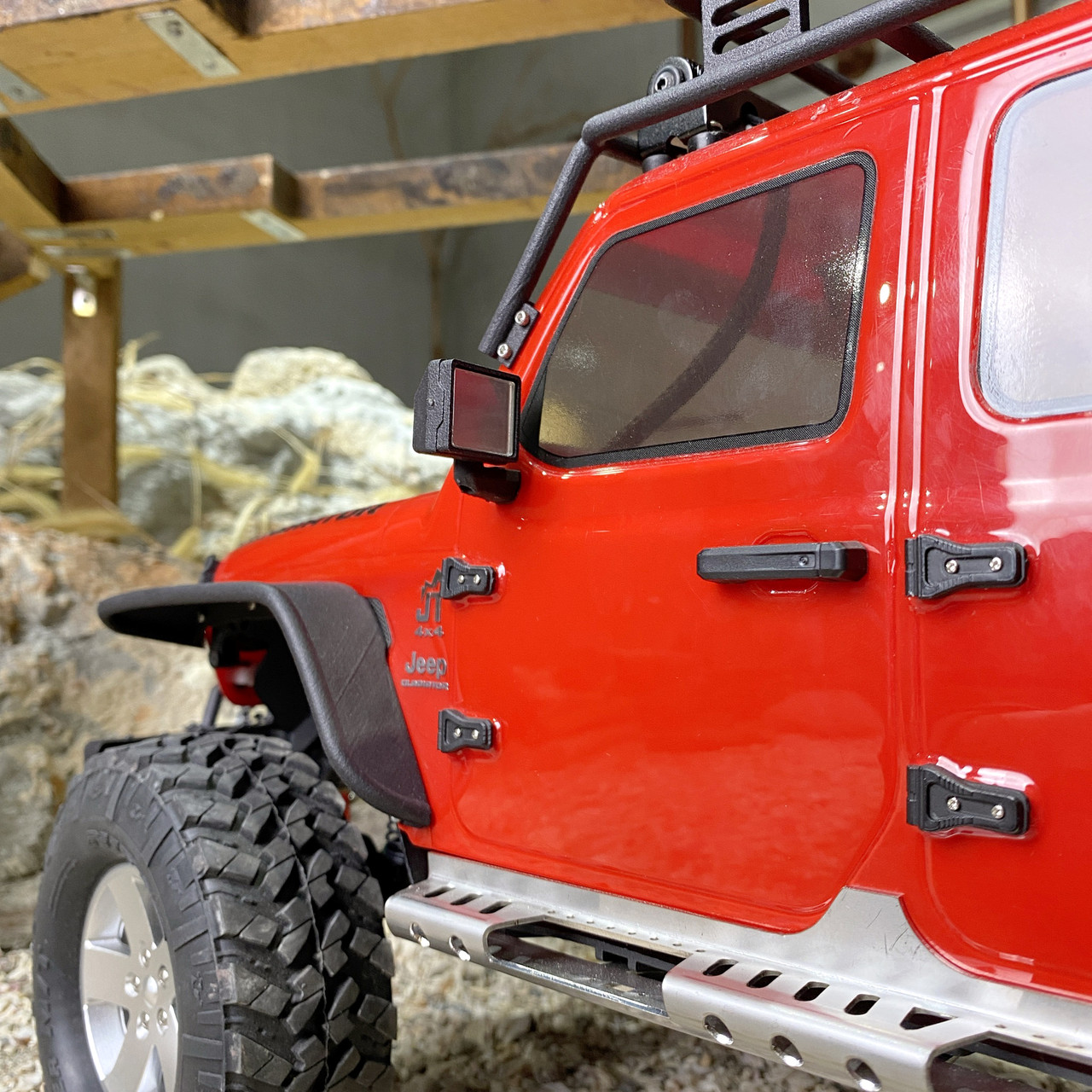 Foldable Side Mirrors / Rear Mirror Set for SCX10 III Jeep JL Wrangler / JT Gladiator