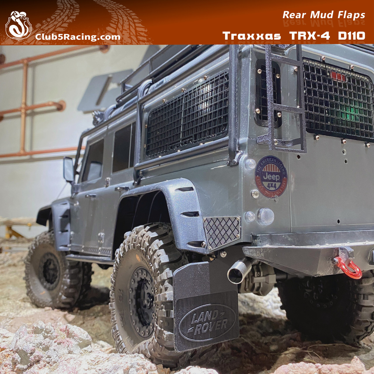 Rear Mud Flaps (LAND ROVER) for Traxxas TRX-4 D110 Body