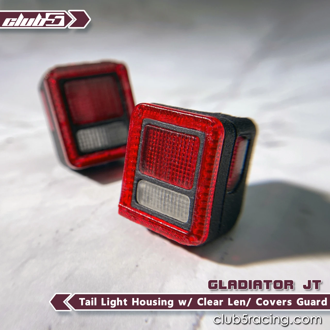 Tail Light Housing w/ Lens and Armor Guards for SCX10 III Jeep JT Gladiator