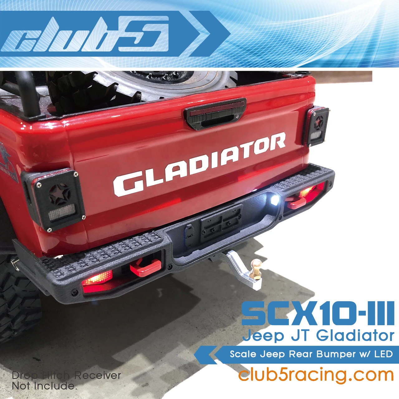 Scale Jeep Rear Bumper w/ LED ( 6V ) for Axial SCX10 III JT Gladiator