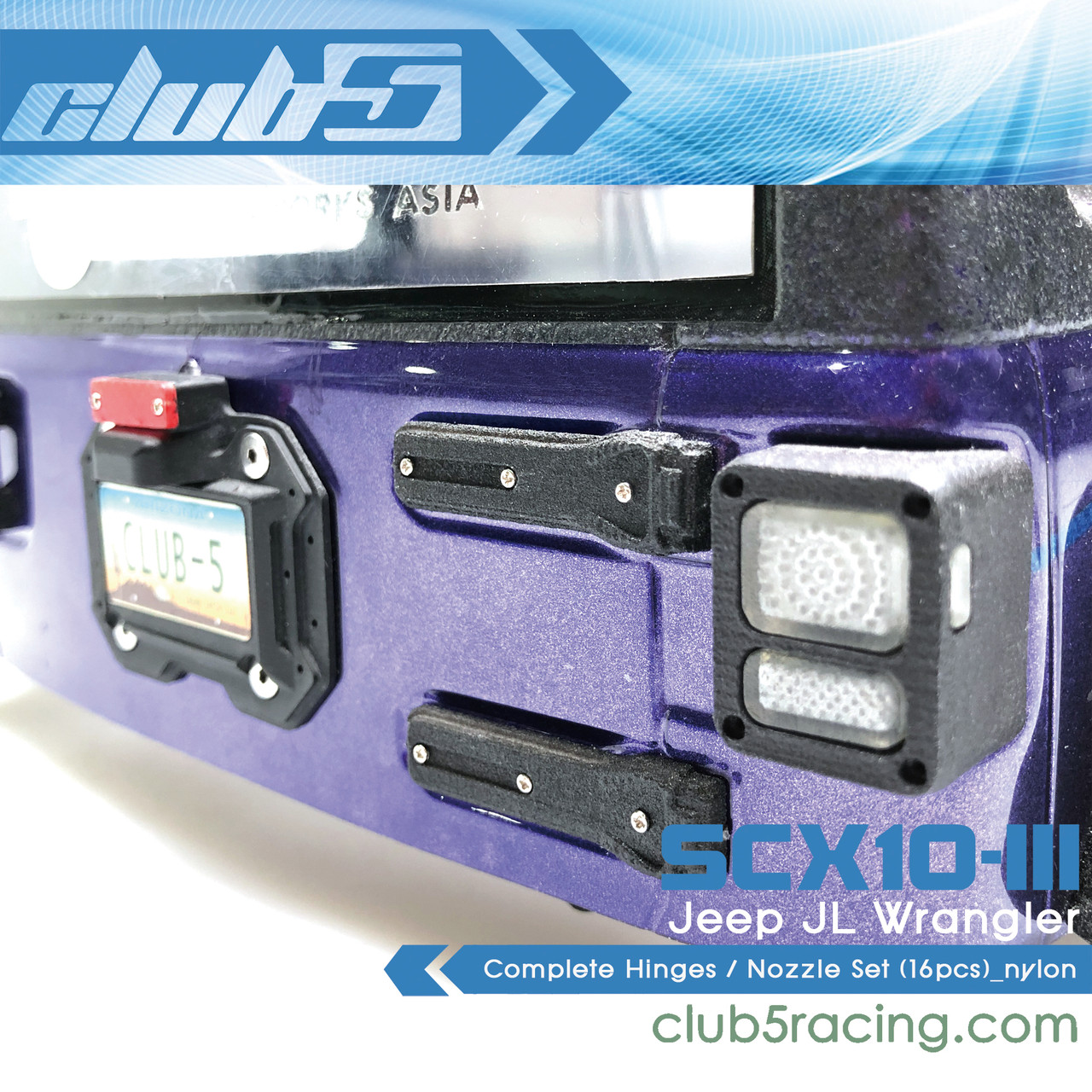 Complete Hinges / Nozzle Set (16 Pcs) for SCX10 III Jeep JL Wrangler (SLS Black)