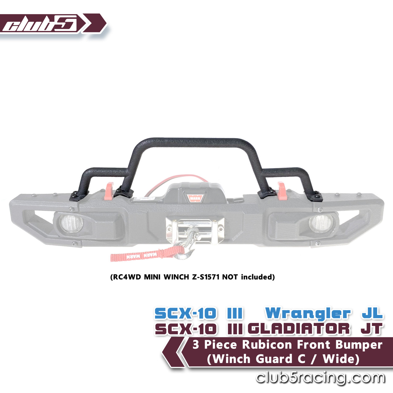 Wide Winch Guard ( C ) for 3-Piece Rubicon Front Bumper (JL Wrangler / JT Gladiator )