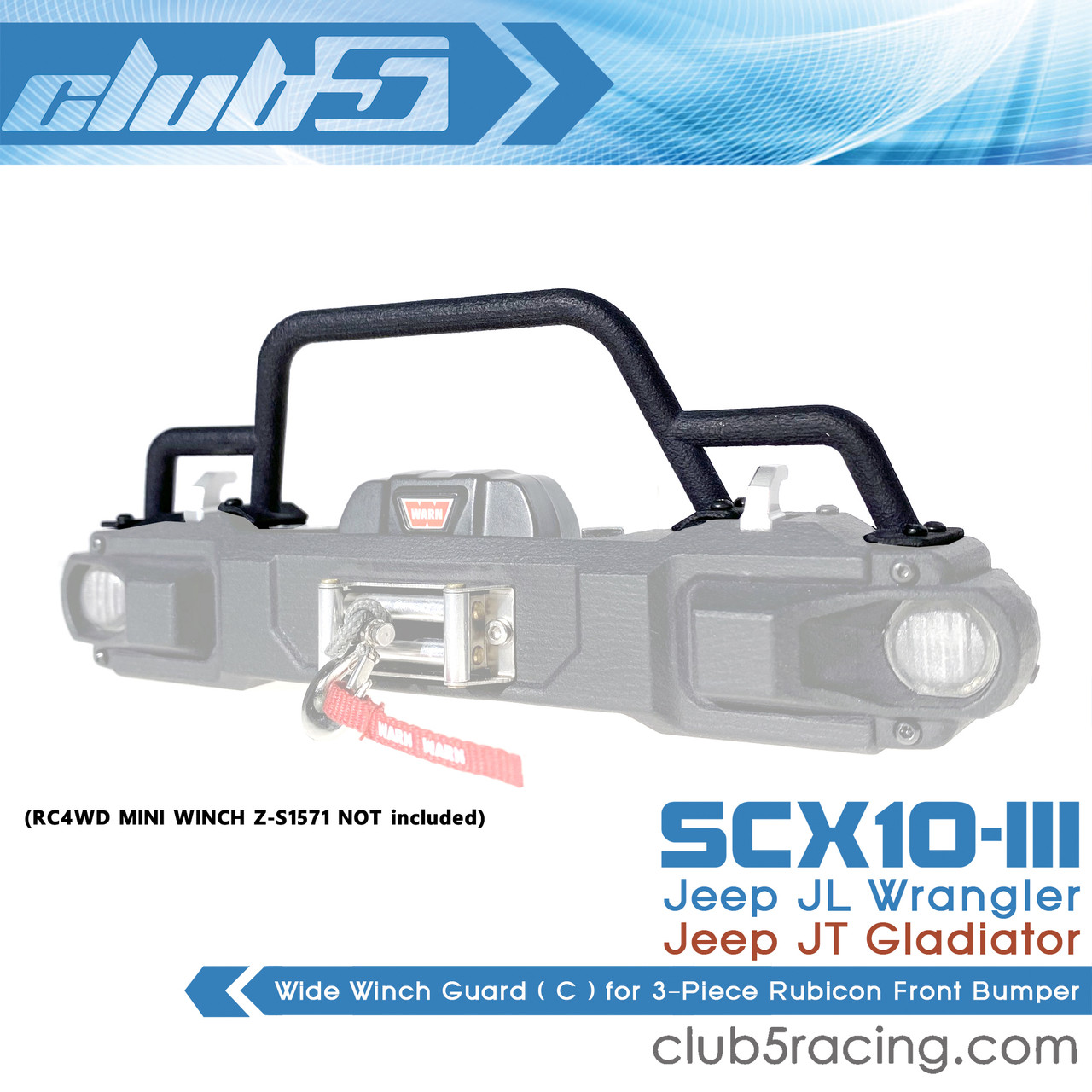 Wide Winch Guard ( C ) for 3-Piece Rubicon Front Bumper (JL Wrangler / JT Gladiator )