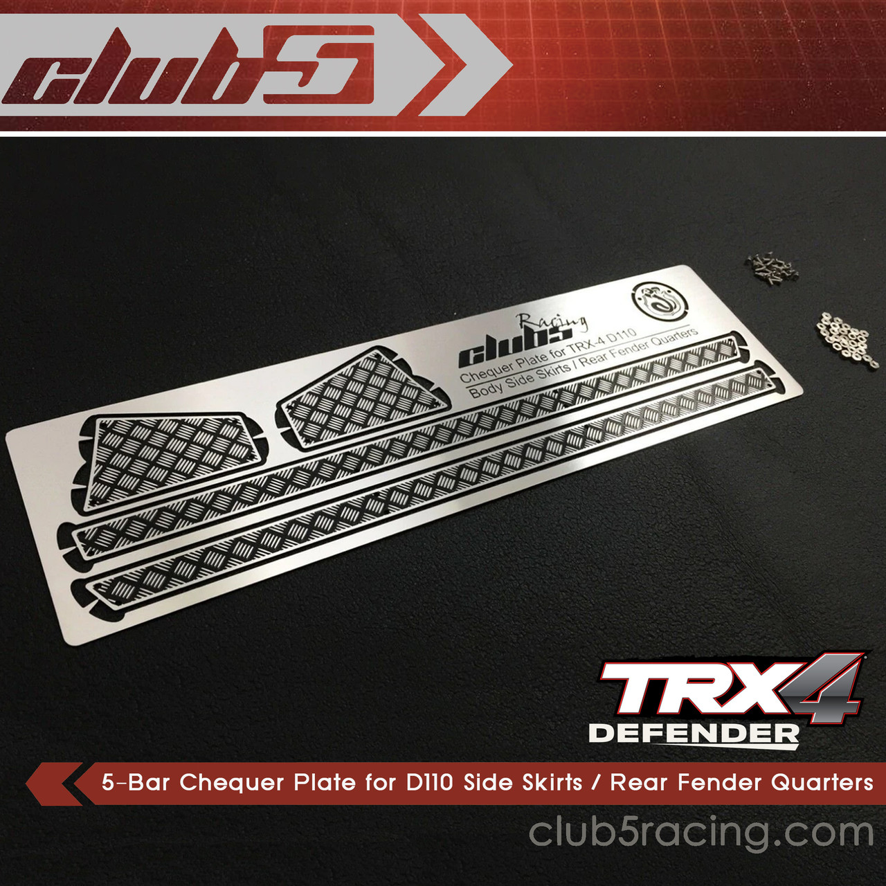 5-Bar Chequer Plate for TRX-4 Defender Side Skirts / Rear Fender Quarters