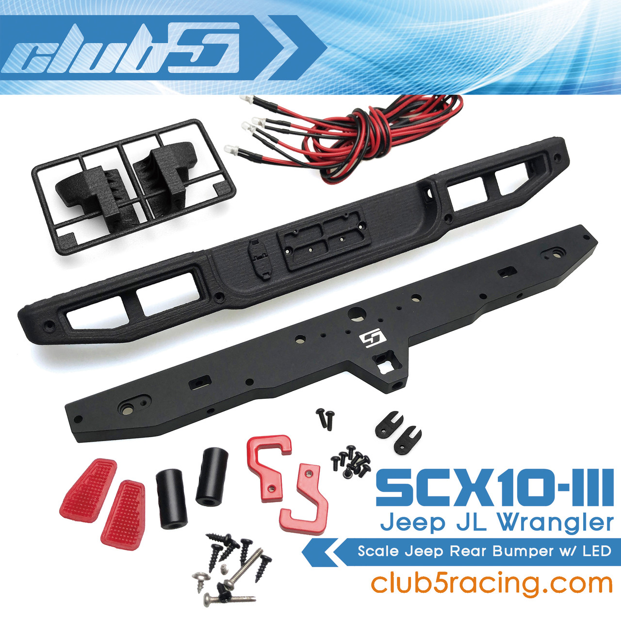 Scale Jeep Rear Bumper w/ LED ( 6V ) for Axial SCX10 III JL Wrangler