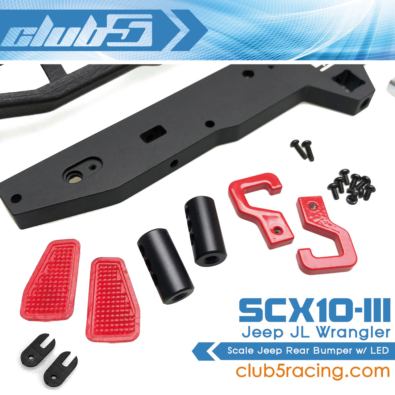 Scale Jeep Rear Bumper w/ LED ( 6V ) for Axial SCX10 III JL Wrangler