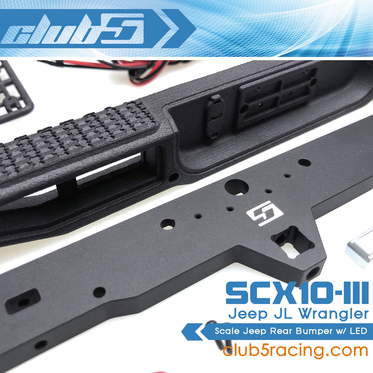 Scale Jeep Rear Bumper w/ LED ( 6V ) for Axial SCX10 III JL Wrangler
