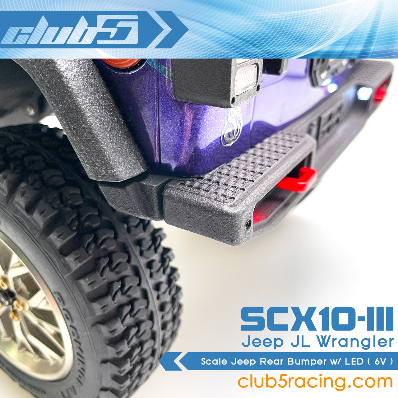 Scale Jeep Rear Bumper w/ LED ( 6V ) for Axial SCX10 III JL Wrangler