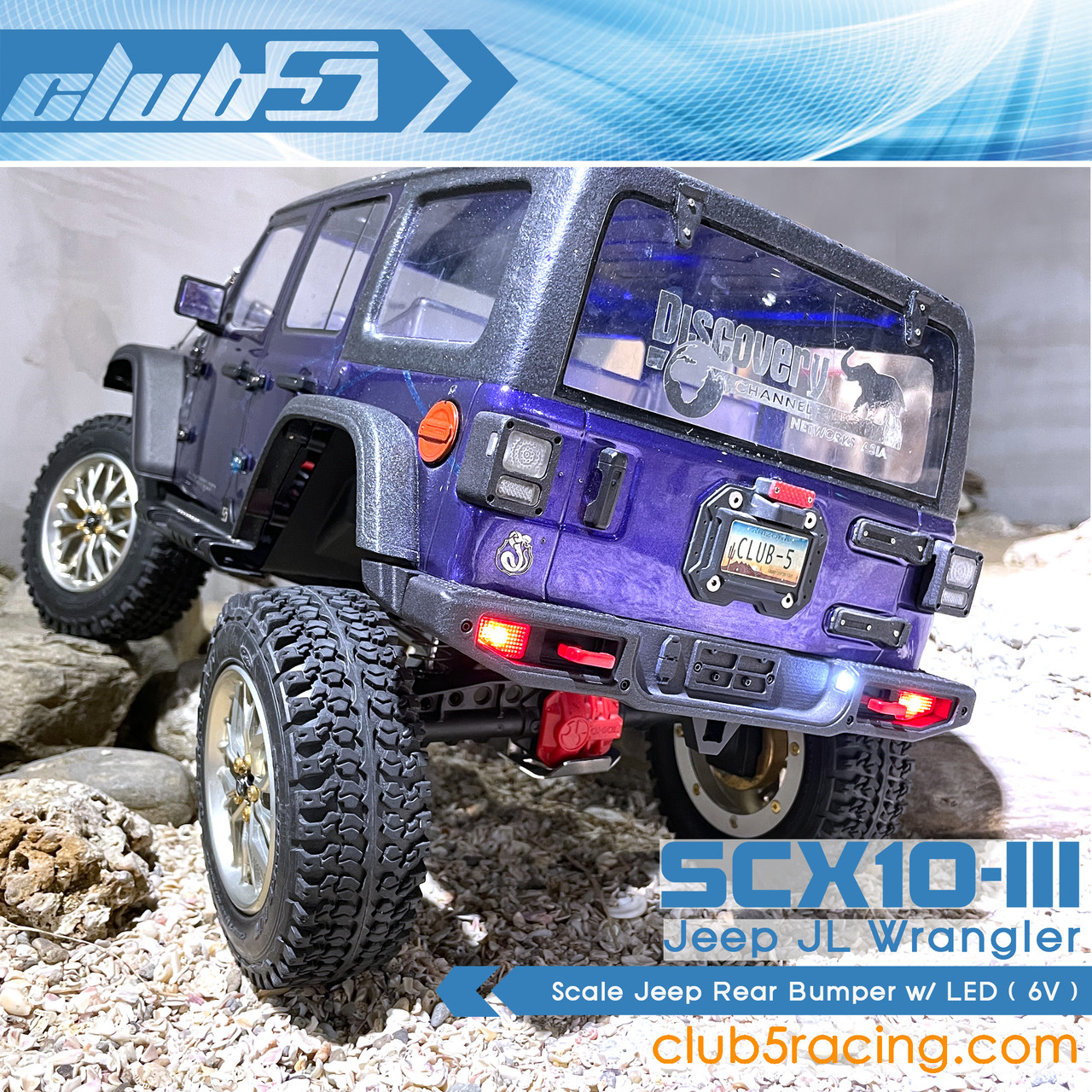 Scale Jeep Rear Bumper w/ LED ( 6V ) for Axial SCX10 III JL Wrangler