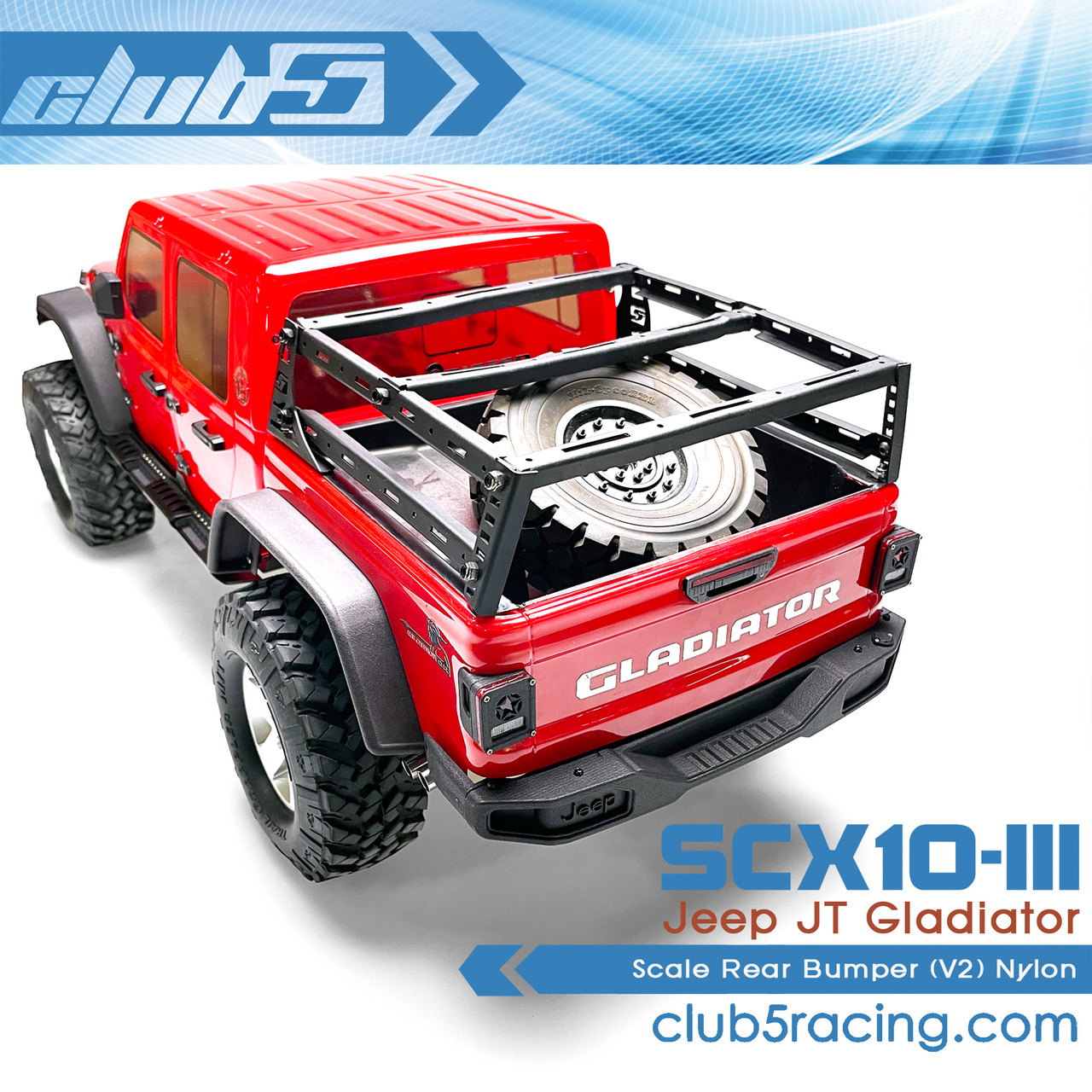Scale Jeep Rear Bumper for SCX10 III JT Gladiator ( V2 )