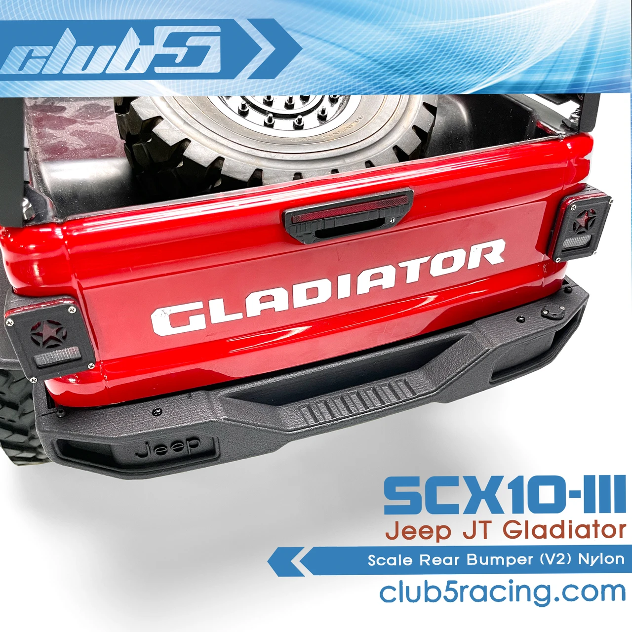 Scale Jeep Rear Bumper for SCX10 III JT Gladiator ( V2 )