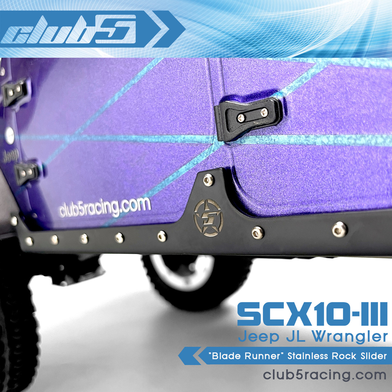 "Blade Runner" Stainless Rock Slider for Axial SCX10 III Jeep JLU Wrangler
