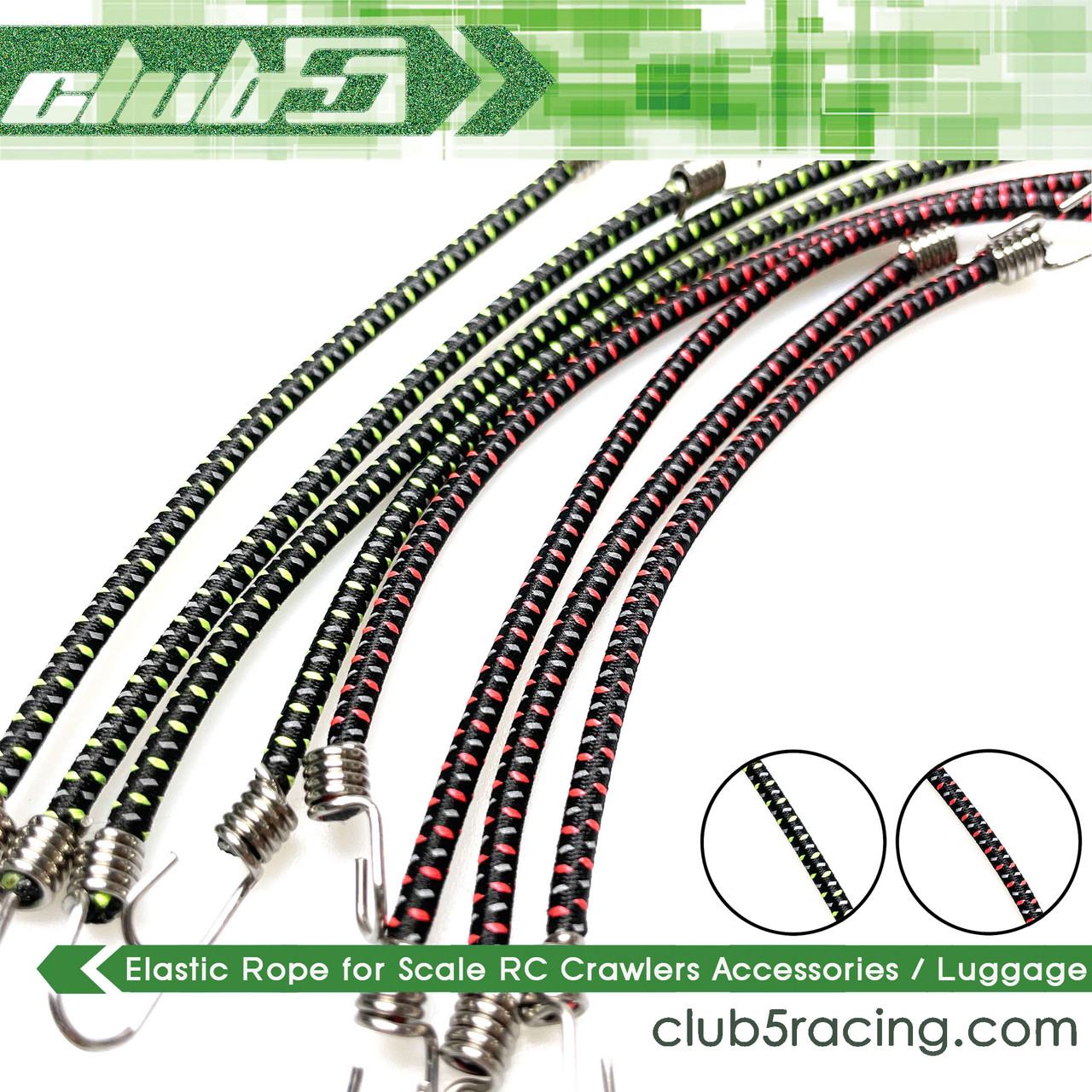 Scale Bungee Cords Set ( 8 pcs ) for RC Rock Crawlers( B, Red / Green )