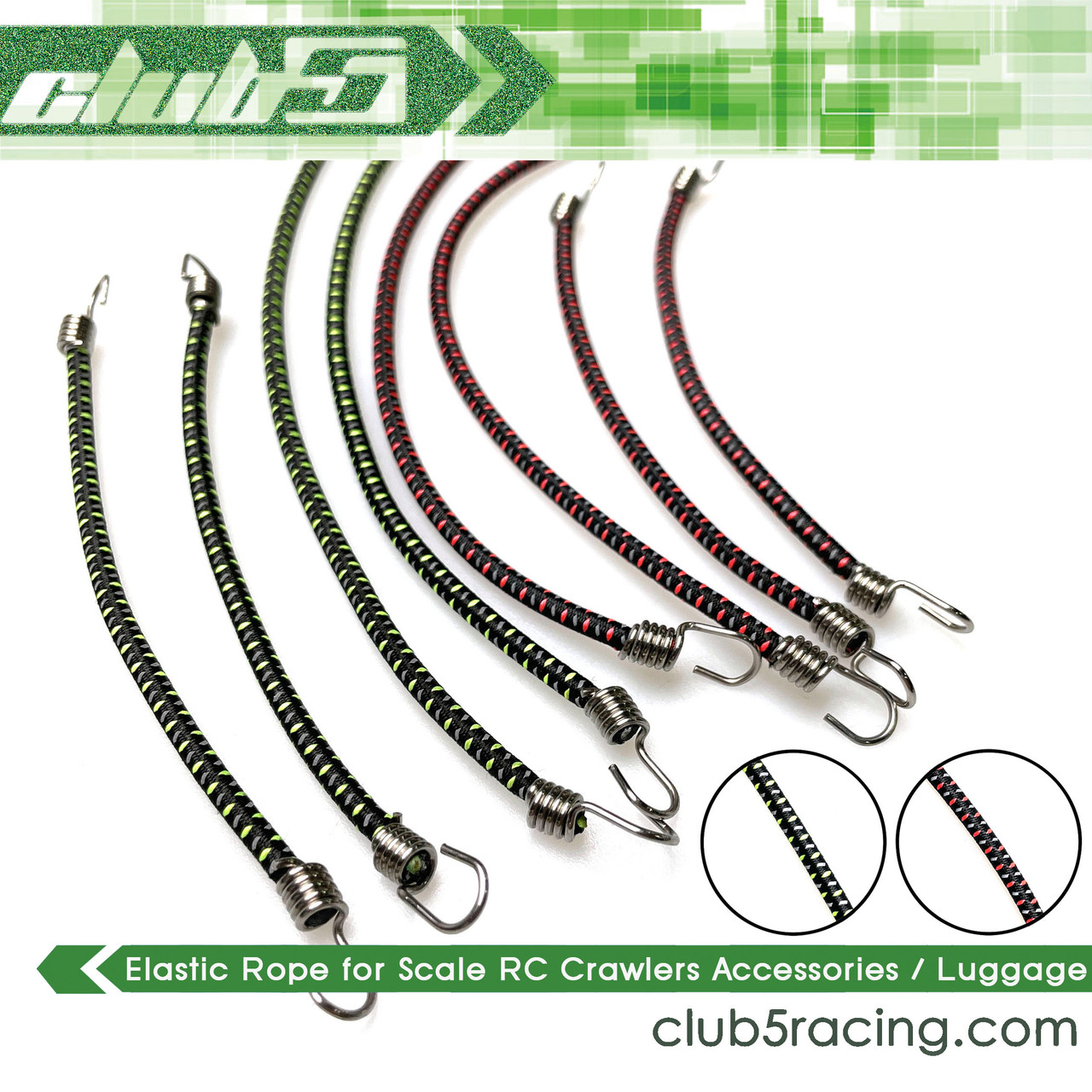 Scale Bungee Cords Set ( 8 pcs ) for RC Rock Crawlers( B, Red / Green )