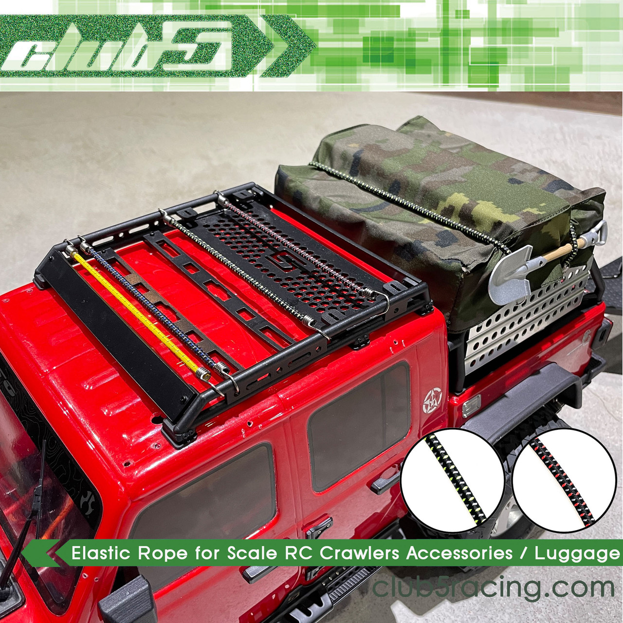 Scale Bungee Cords Set ( 8 pcs ) for RC Rock Crawlers( B, Red / Green )