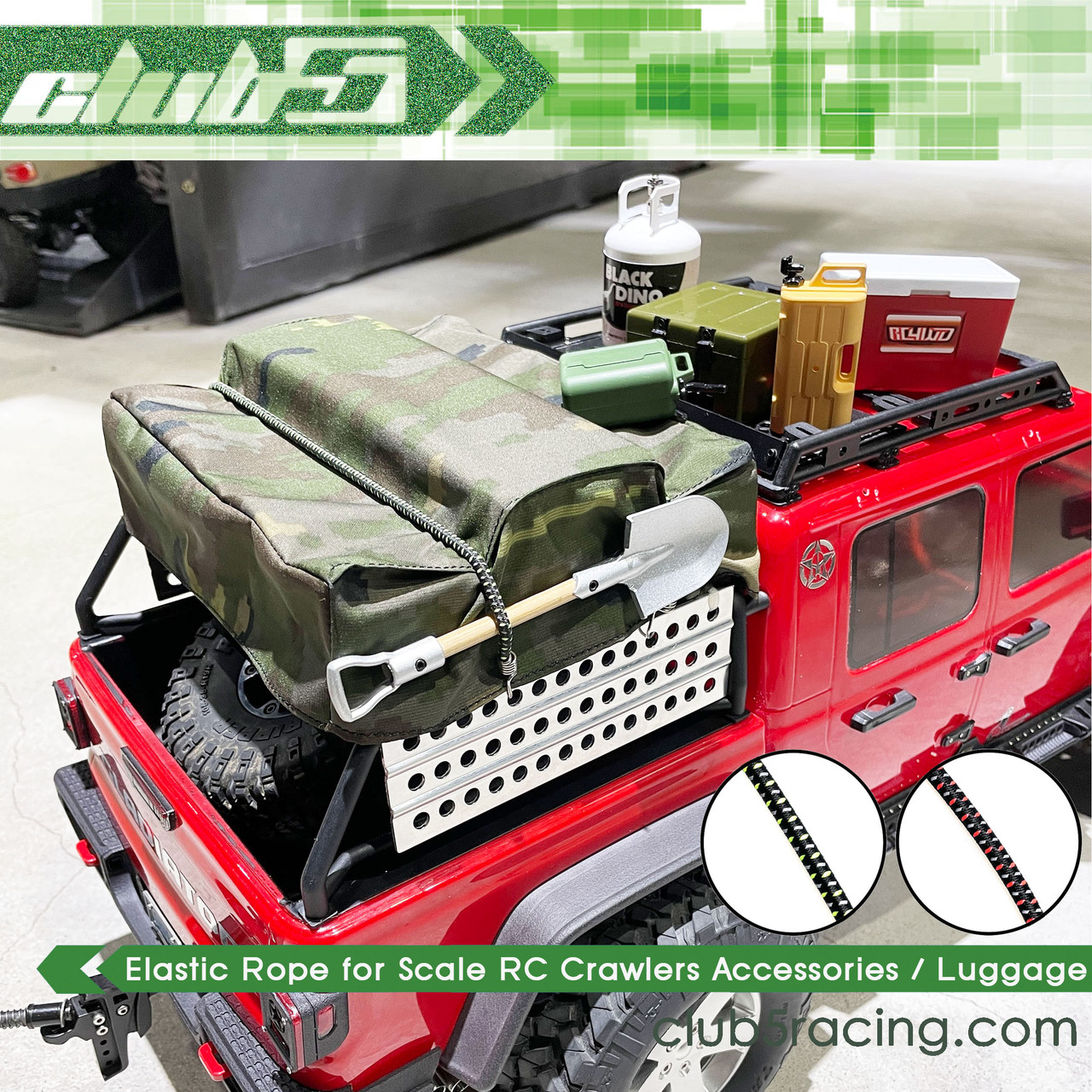 Scale Bungee Cords Set ( 8 pcs ) for RC Rock Crawlers( B, Red / Green )
