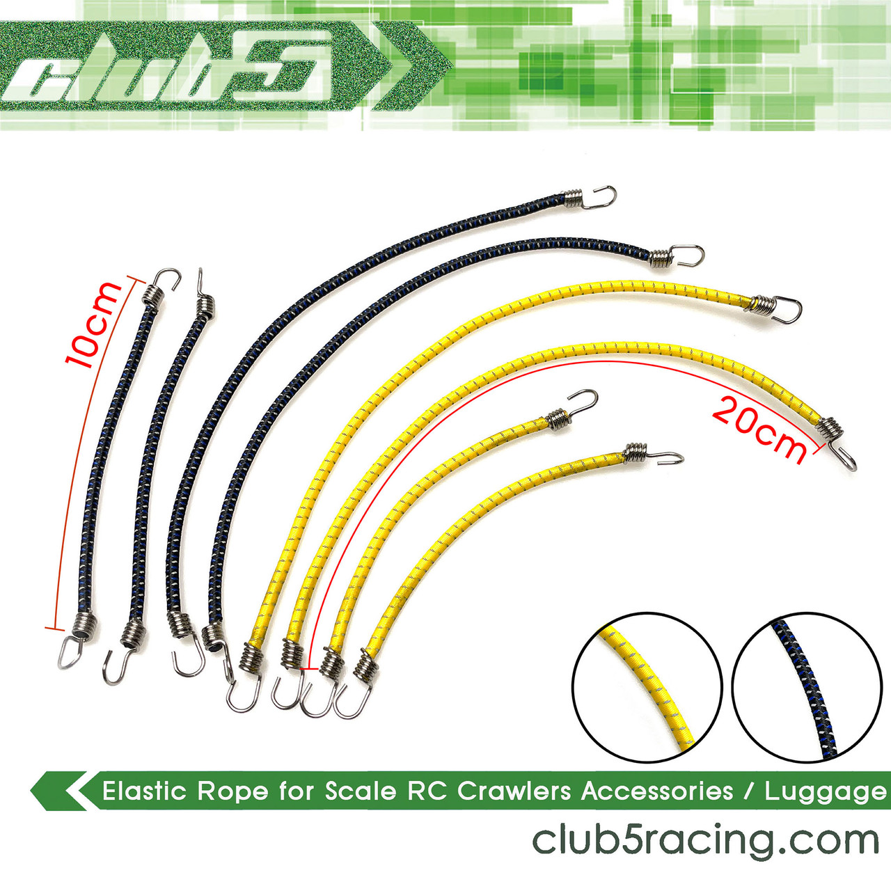 Scale Bungee Cords Set ( 8 pcs ) for RC Rock Crawlers( A, Yellow / Blue )