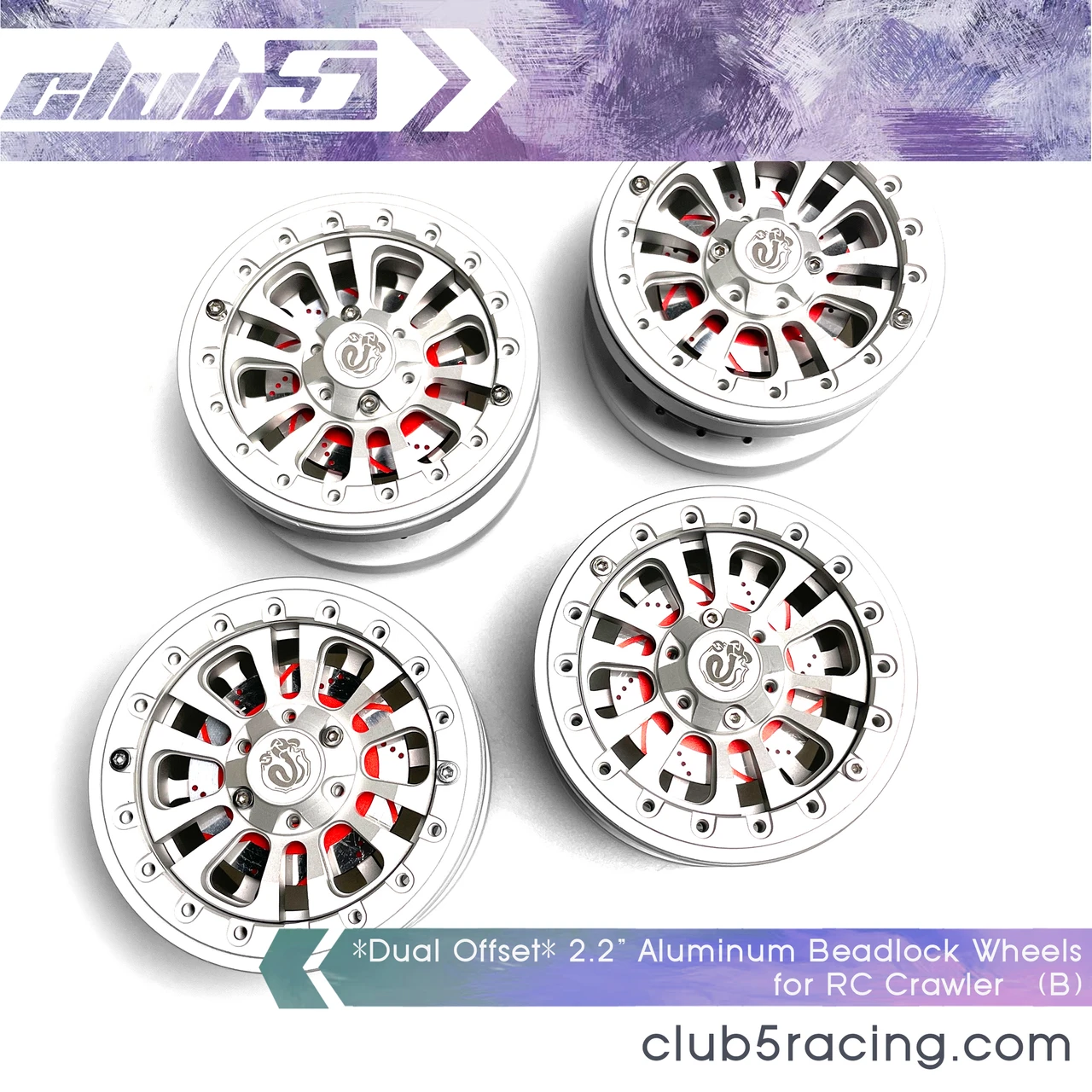 *Dual Offset* 2.2" Aluminum Beadlock Wheels for RC Crawler ( B )