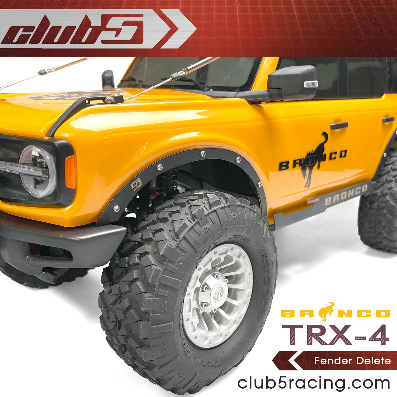 Fender Delete for Traxxas TRX-4 2021 Ford Bronco ( Black Powder Coated Steel)