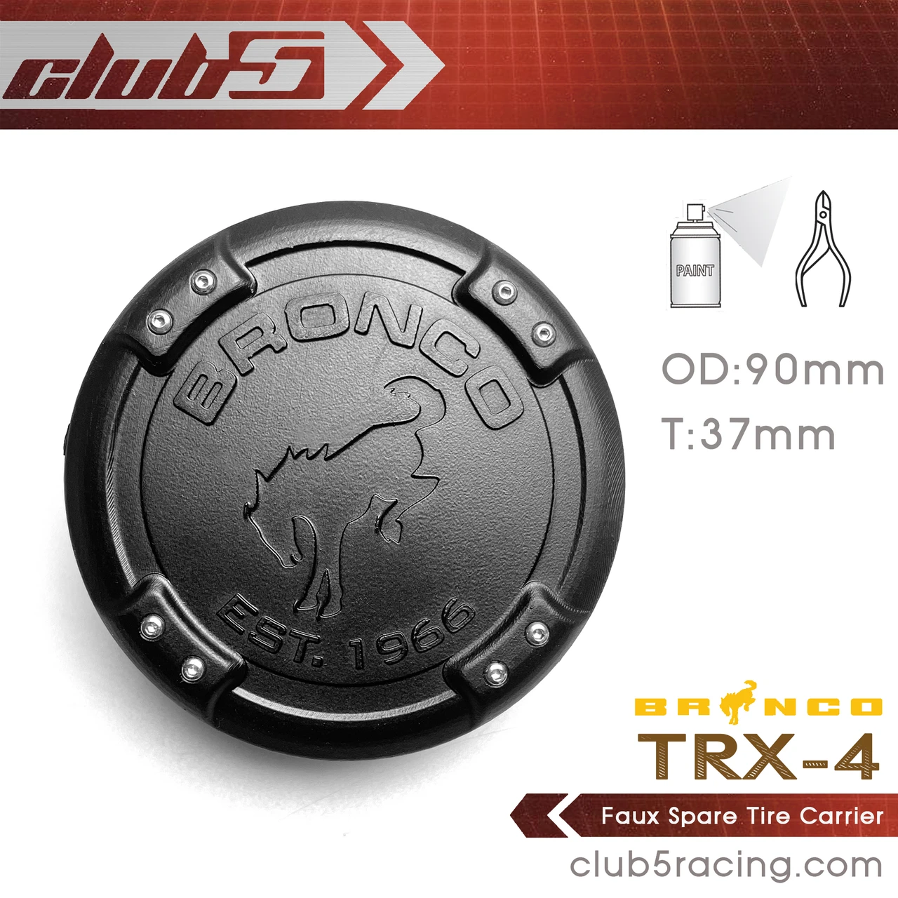 3DP Spare Tire Cover for Traxxas TRX-4 2021 Bronco