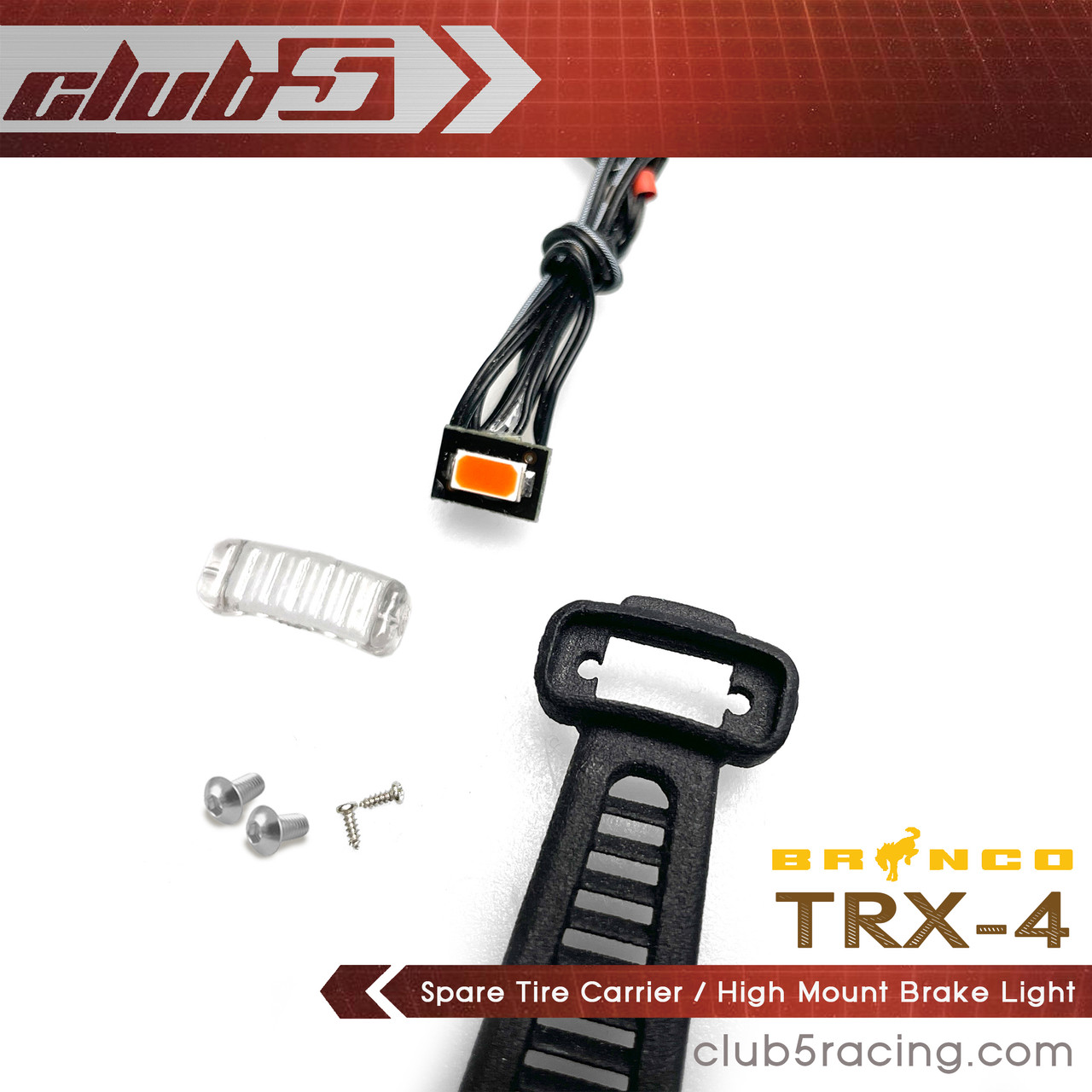 Spare Tire Carrier w/ 3rd Brake Light ( 6V LED Included ) for Traxxas TRX-4 2021 Bronco