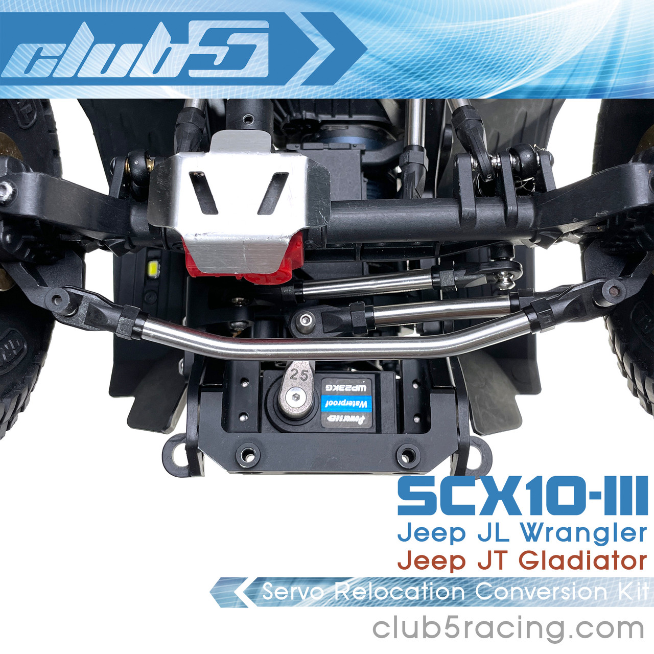 Servo Relocation Conversion kit for SCX10 III JL Wrangler / JT Gladiator