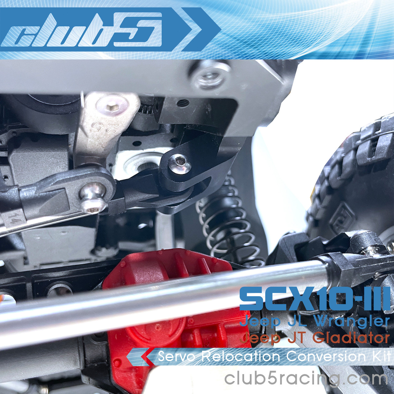 Servo Relocation Conversion kit for SCX10 III JL Wrangler / JT Gladiator
