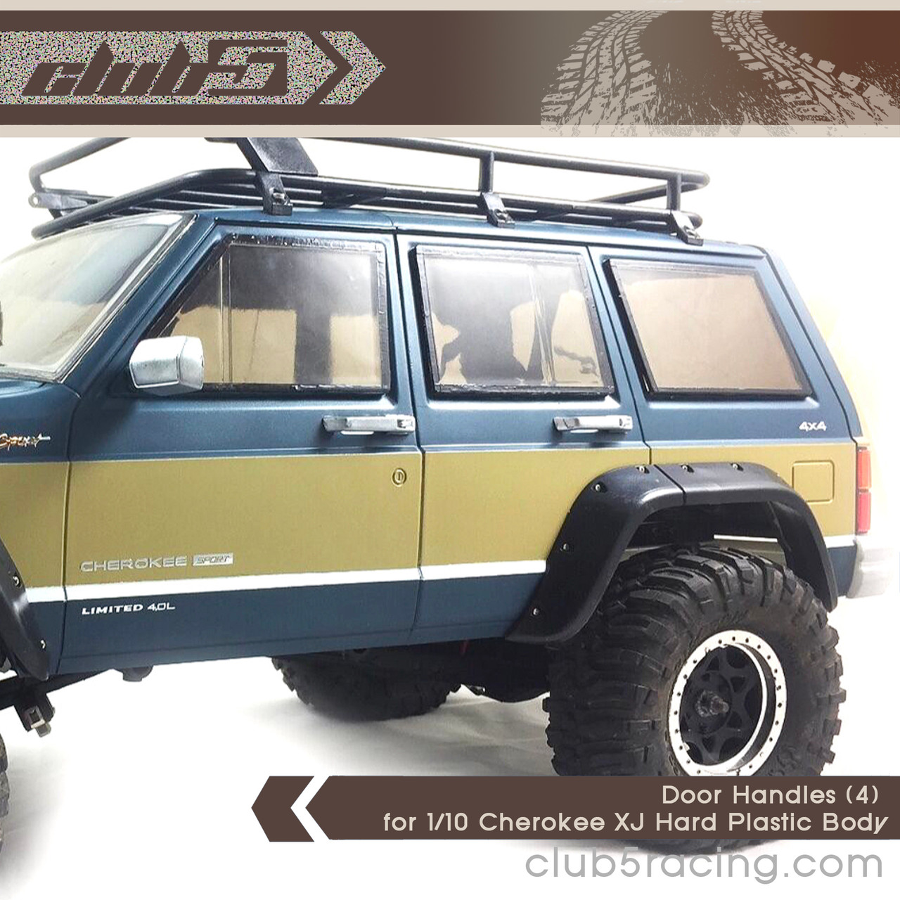 Door Handles (4 pcs set) for 1/10 Cherokee XJ Hard Plastic Body (replacement parts)