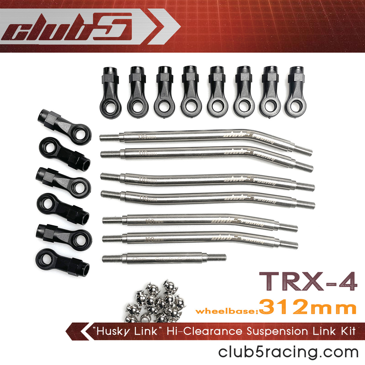 "Husky Link" Hi-Clearance Suspension Link Kit for TRX-4 Bronco / Blazer / Sport