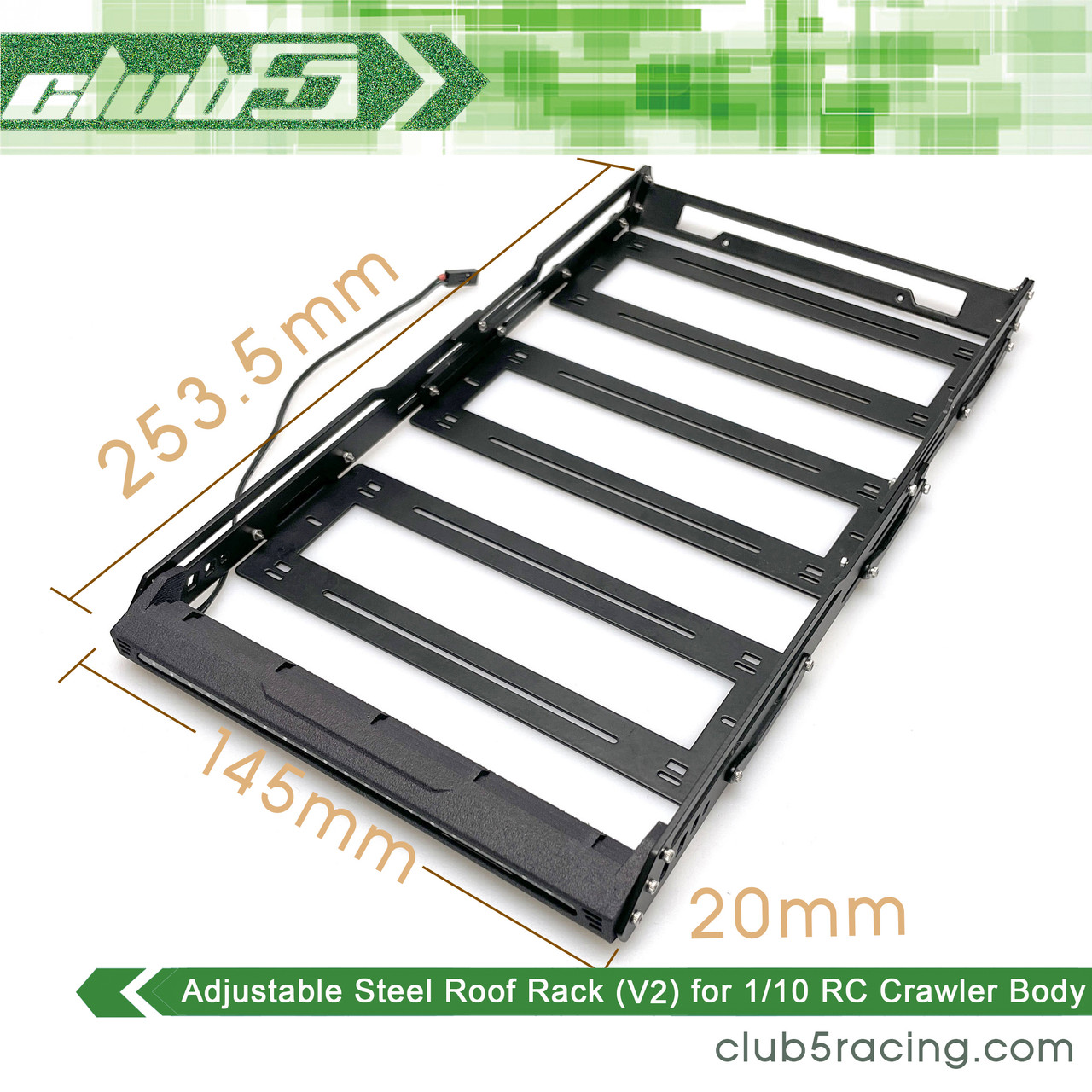 Adjustable Steel Roof Rack w/ Integrated LED Light Bar (V2) for TRX-4 2021 Bronco