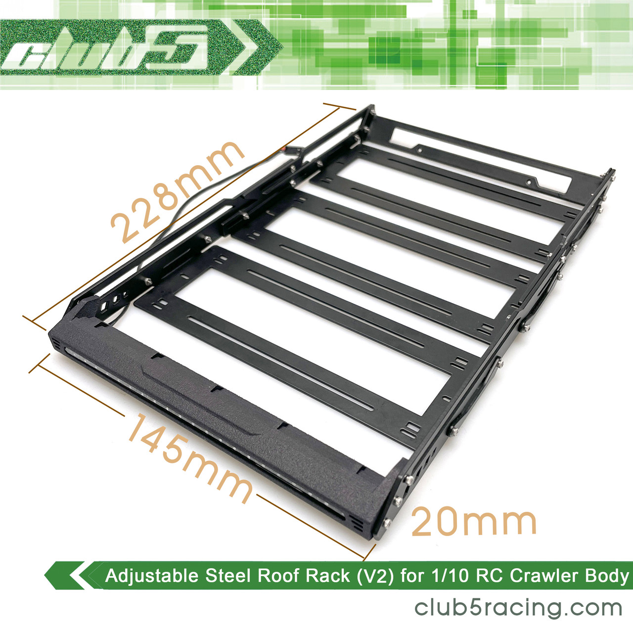 Adjustable Steel Roof Rack w/ Integrated LED Light Bar (V2) for TRX-4 2021 Bronco