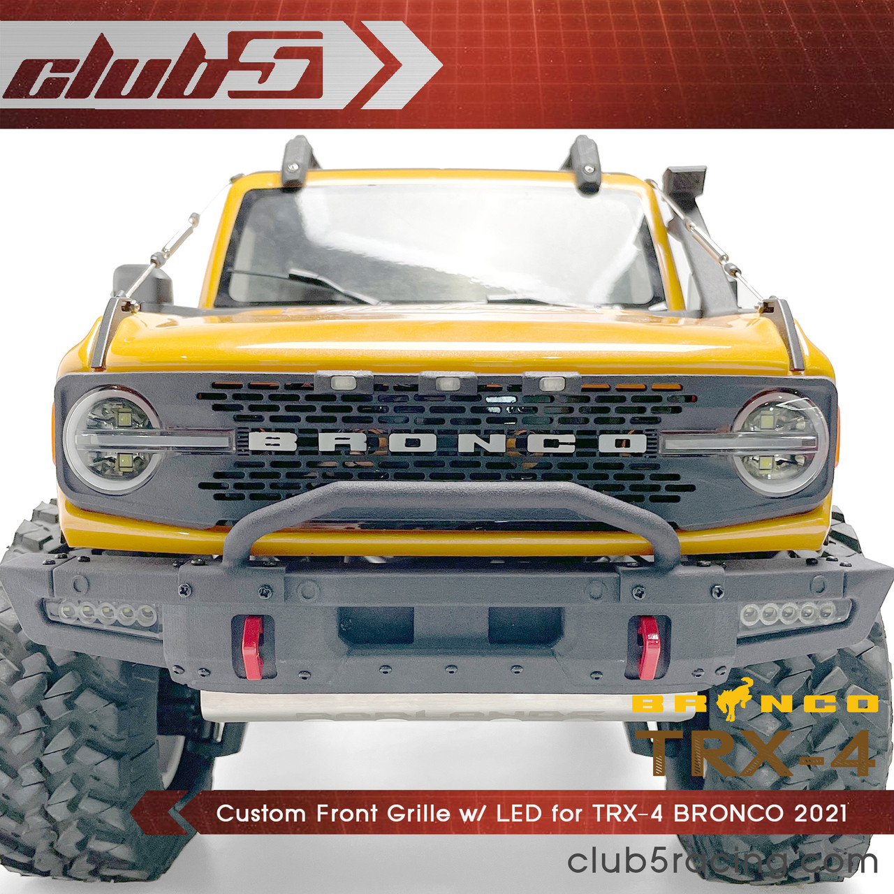 Custom Front Grille w/ LED for TRX-4 2021 Ford Bronco