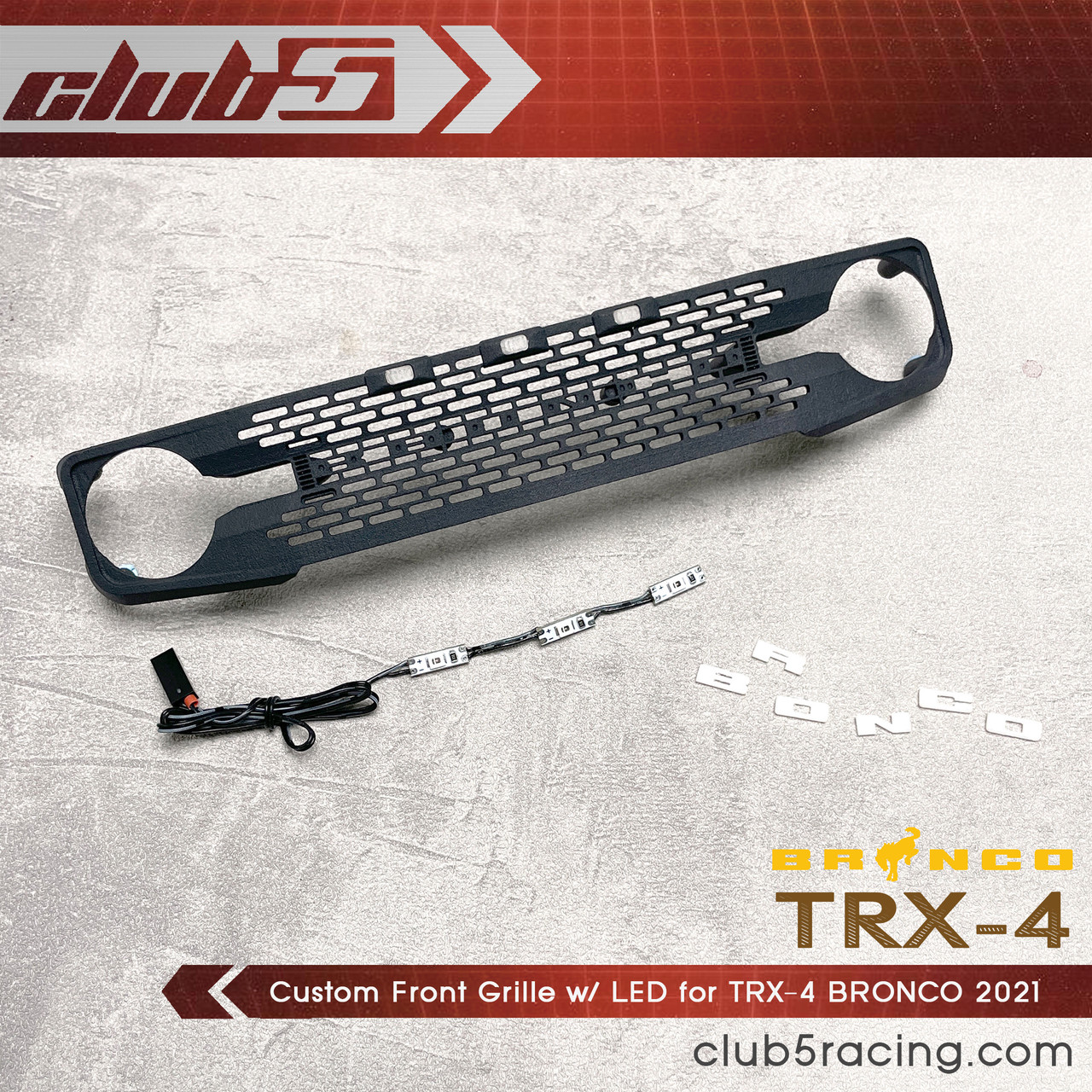 Custom Front Grille w/ LED for TRX-4 2021 Ford Bronco