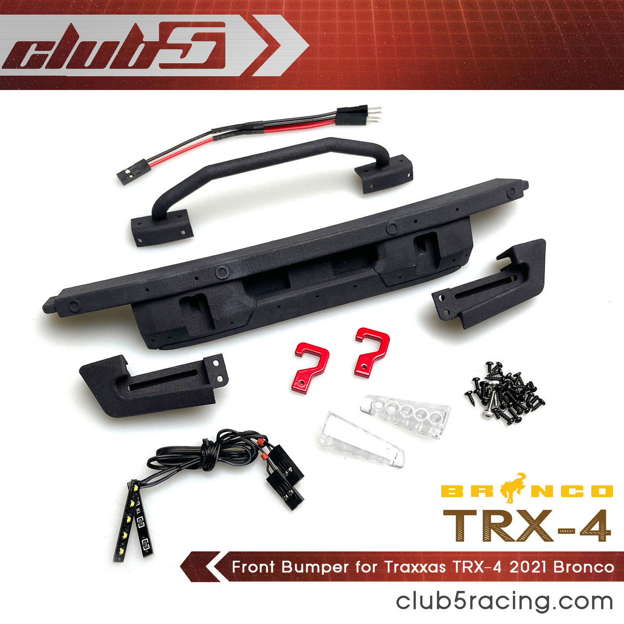 Custom Scale Front Bumper w/ LED for TRX-4 2021 Ford Bronco