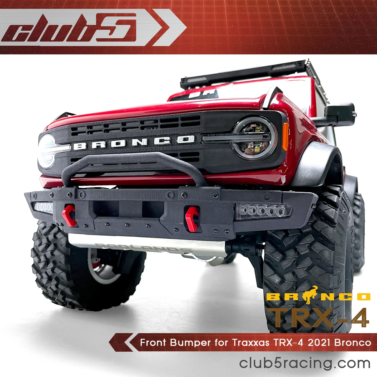 Custom Scale Front Bumper w/ LED for TRX-4 2021 Ford Bronco