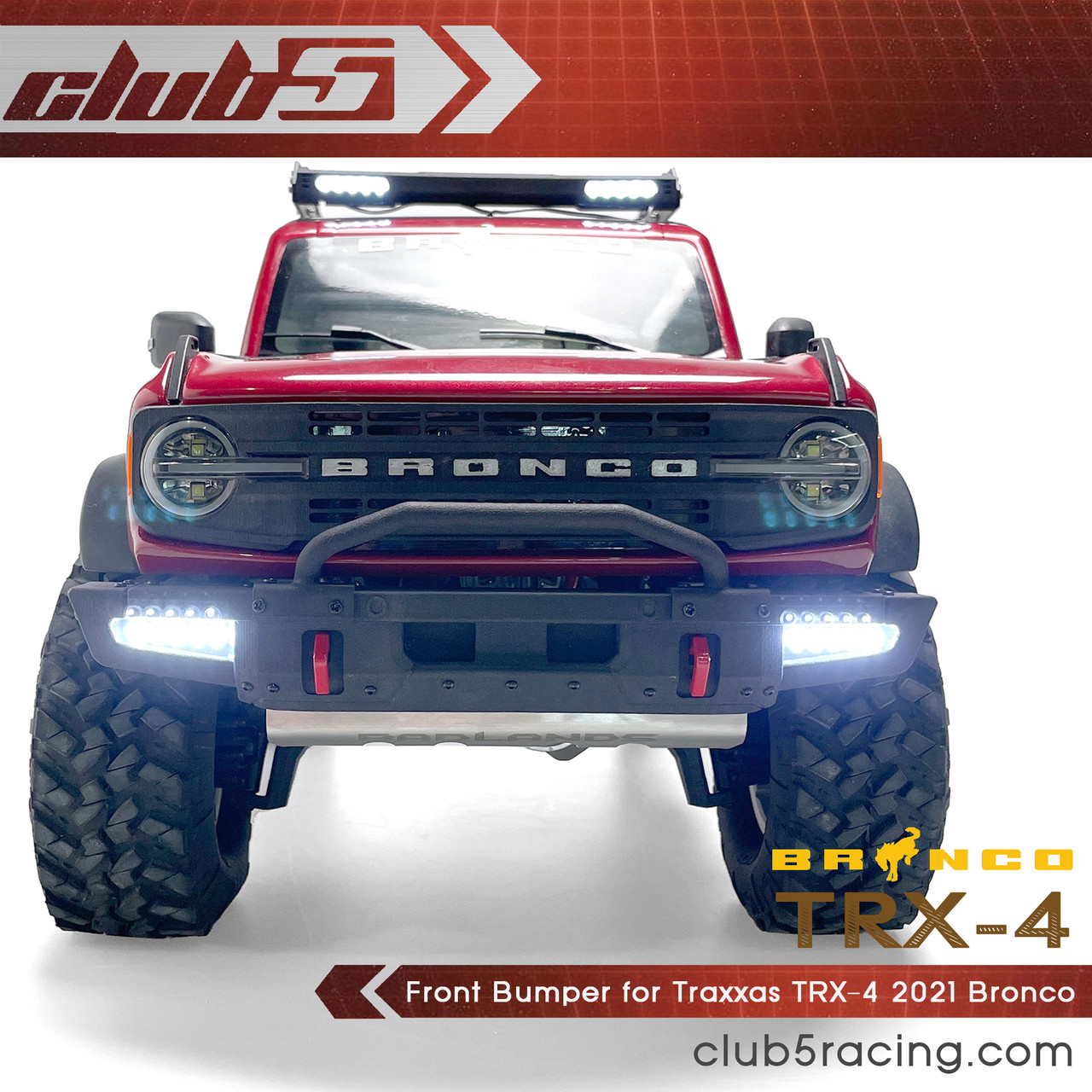 Custom Scale Front Bumper w/ LED for TRX-4 2021 Ford Bronco