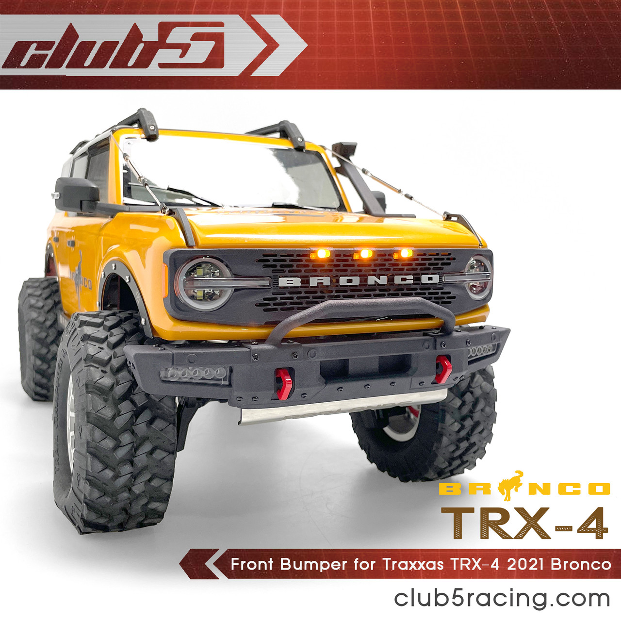Custom Scale Front Bumper w/ LED for TRX-4 2021 Ford Bronco