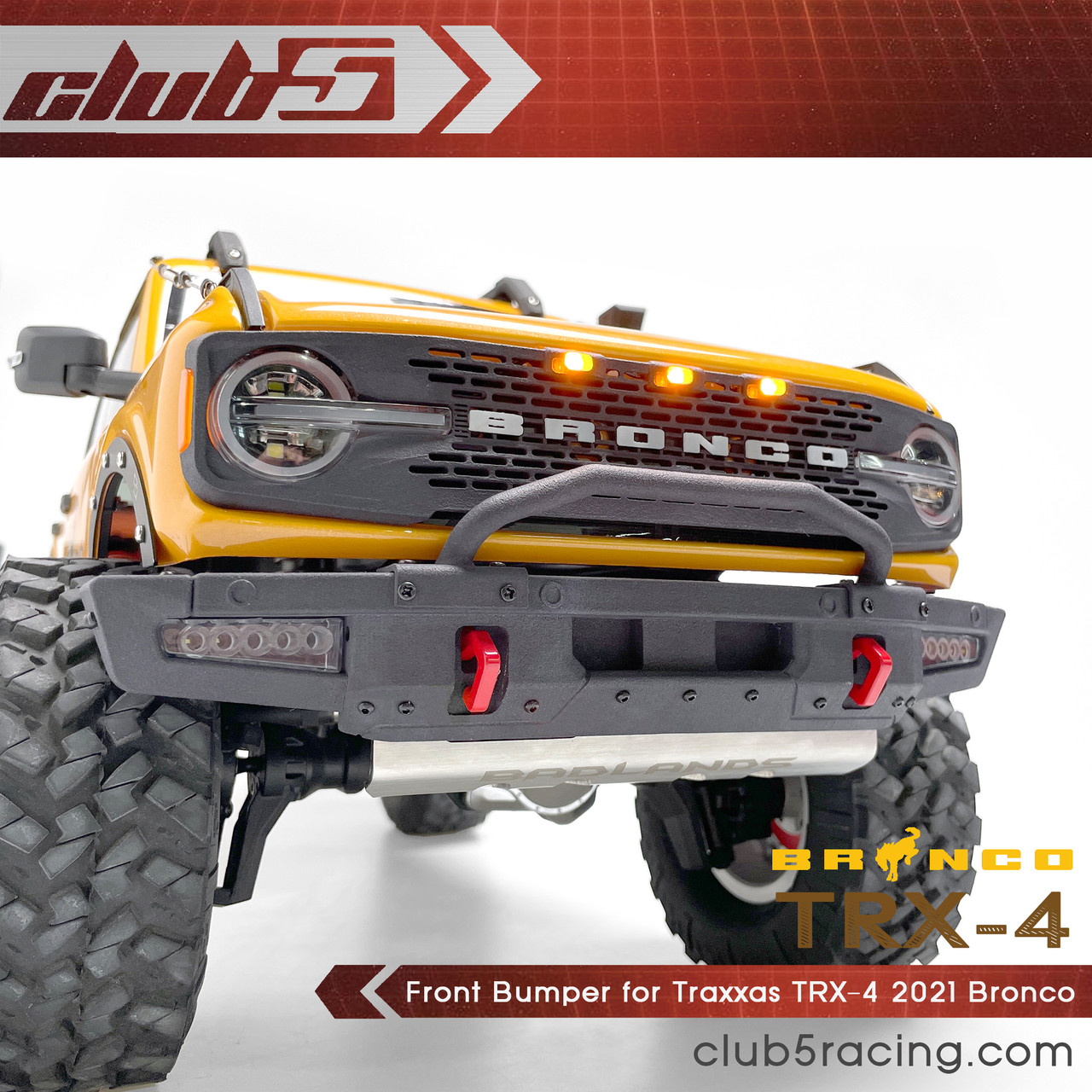 Custom Scale Front Bumper w/ LED for TRX-4 2021 Ford Bronco