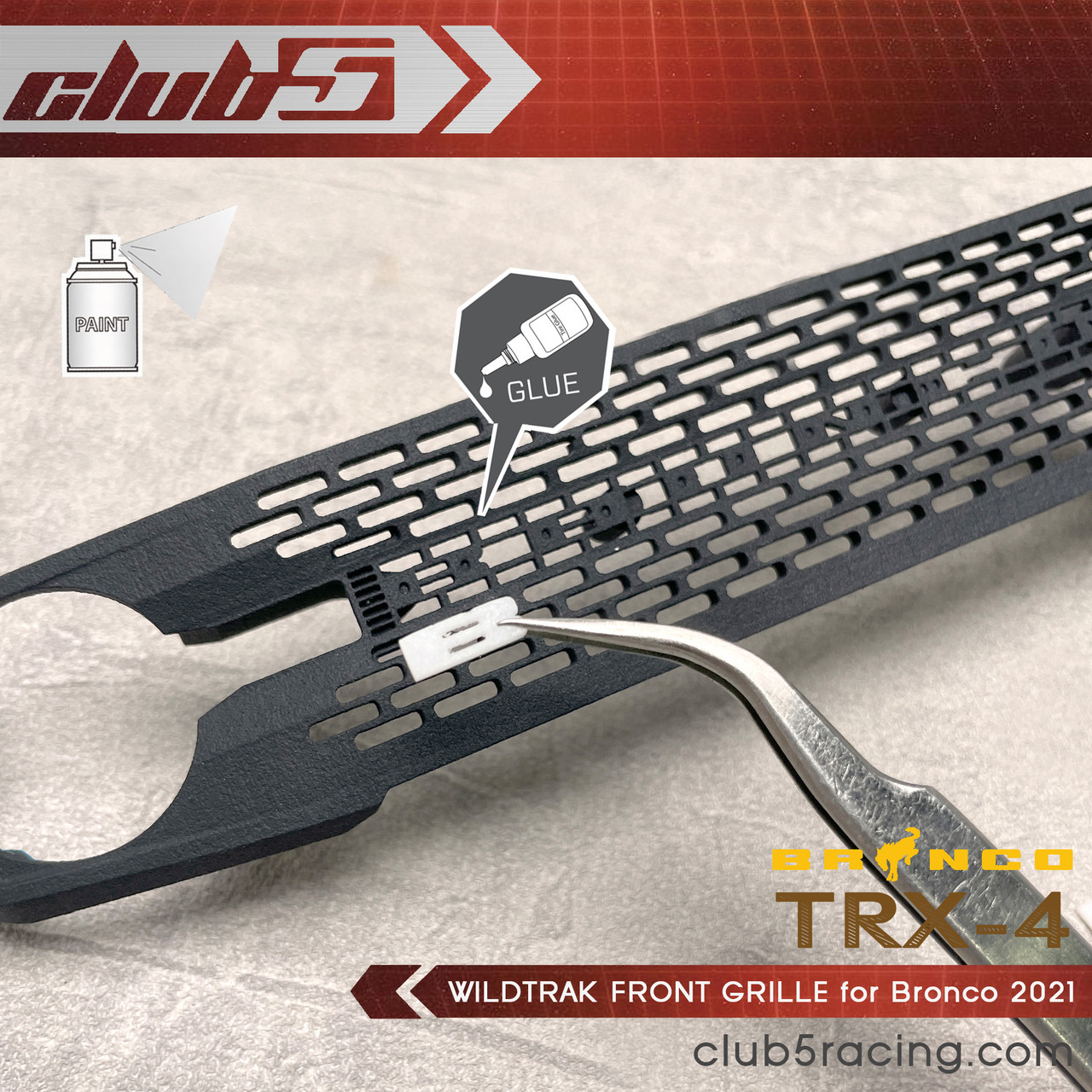Wildtrak Front Grille for Traxxas TRX-4 2021 Ford Bronco