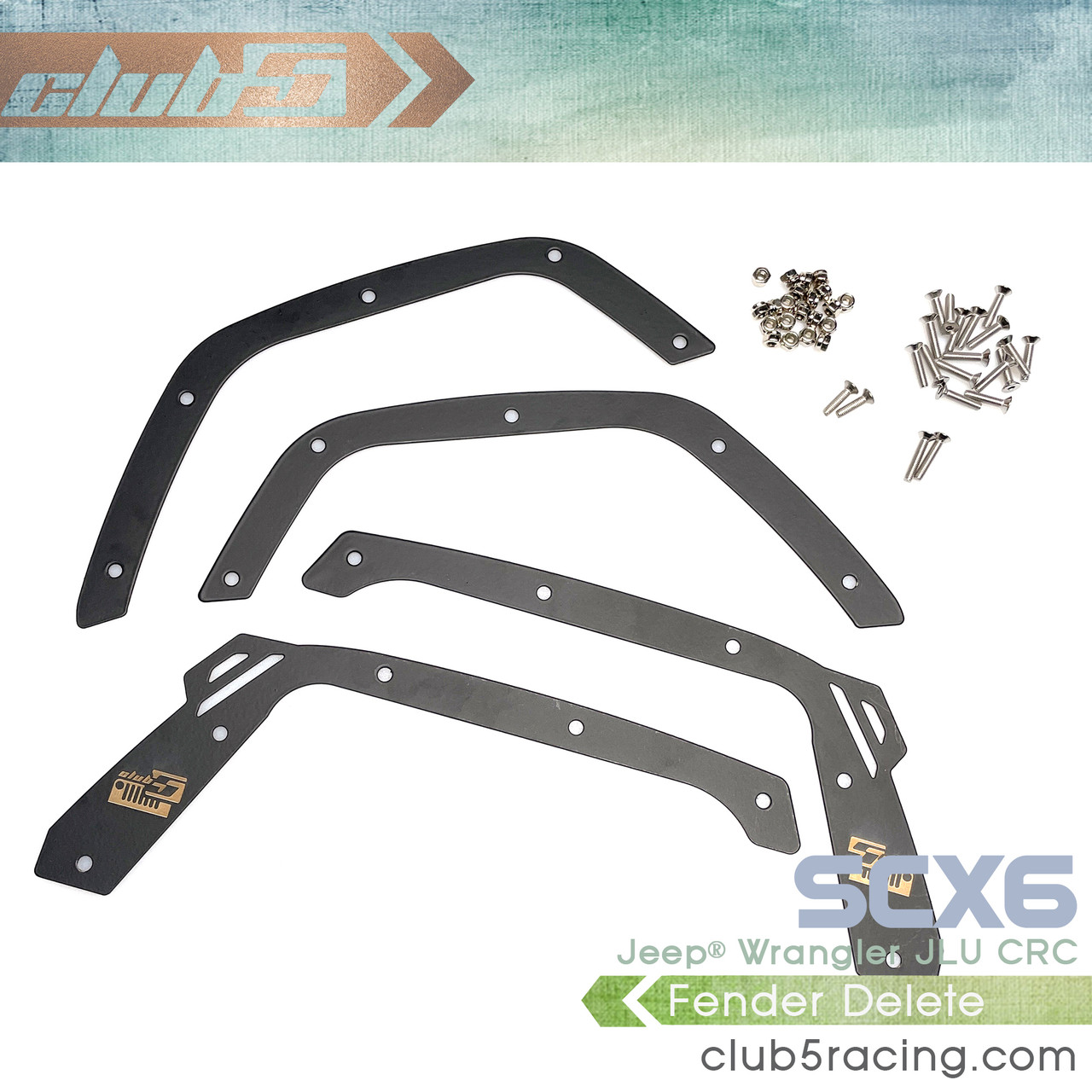 Fender Delete for SCX6 Jeep JLU Wrangler ( Black Powder Coated Steel)