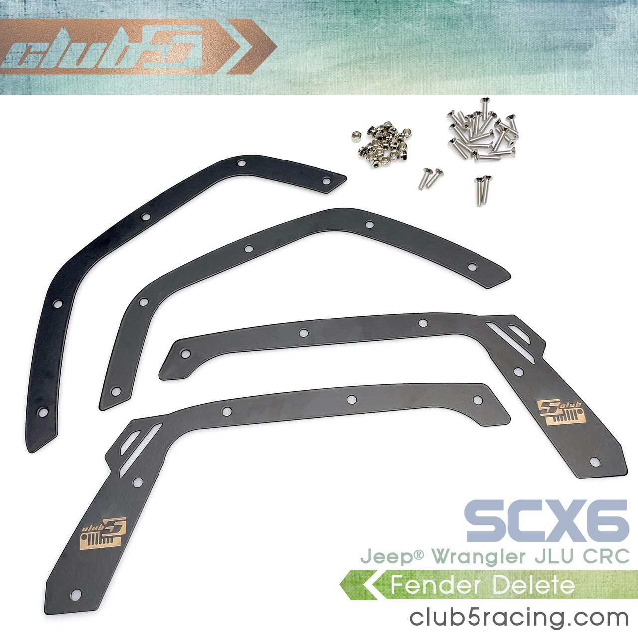 Fender Delete for SCX6 Jeep JLU Wrangler ( Black Powder Coated Steel)