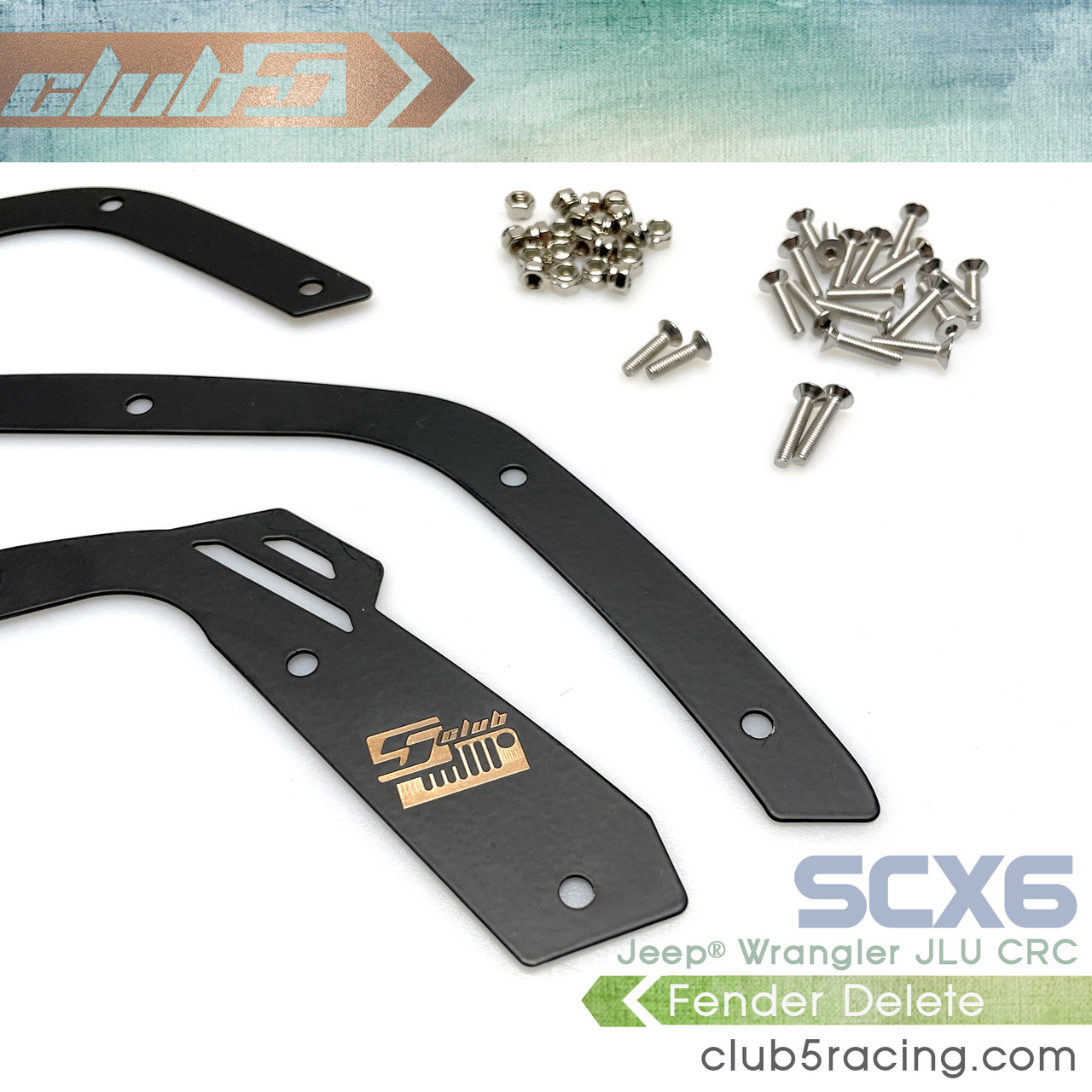 Fender Delete for SCX6 Jeep JLU Wrangler ( Black Powder Coated Steel)