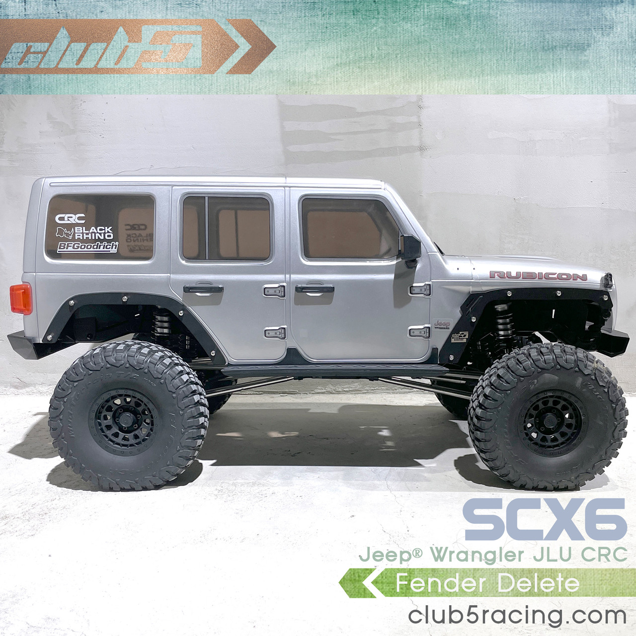 Fender Delete for SCX6 Jeep JLU Wrangler ( Black Powder Coated Steel)