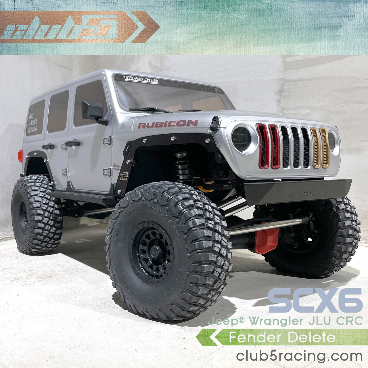 Fender Delete for SCX6 Jeep JLU Wrangler ( Black Powder Coated Steel)