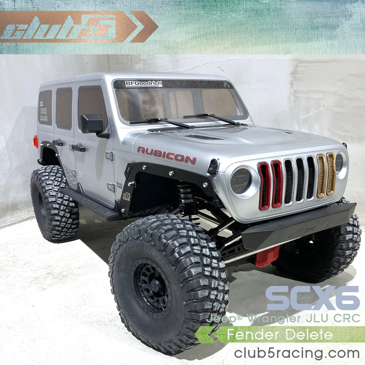 Fender Delete for SCX6 Jeep JLU Wrangler ( Black Powder Coated Steel)