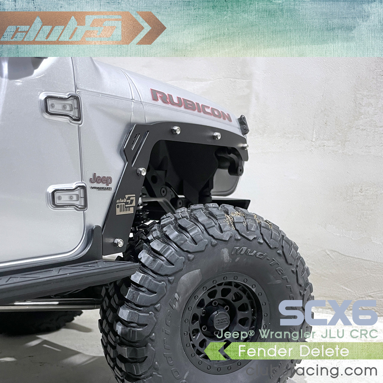 Fender Delete for SCX6 Jeep JLU Wrangler ( Black Powder Coated Steel)