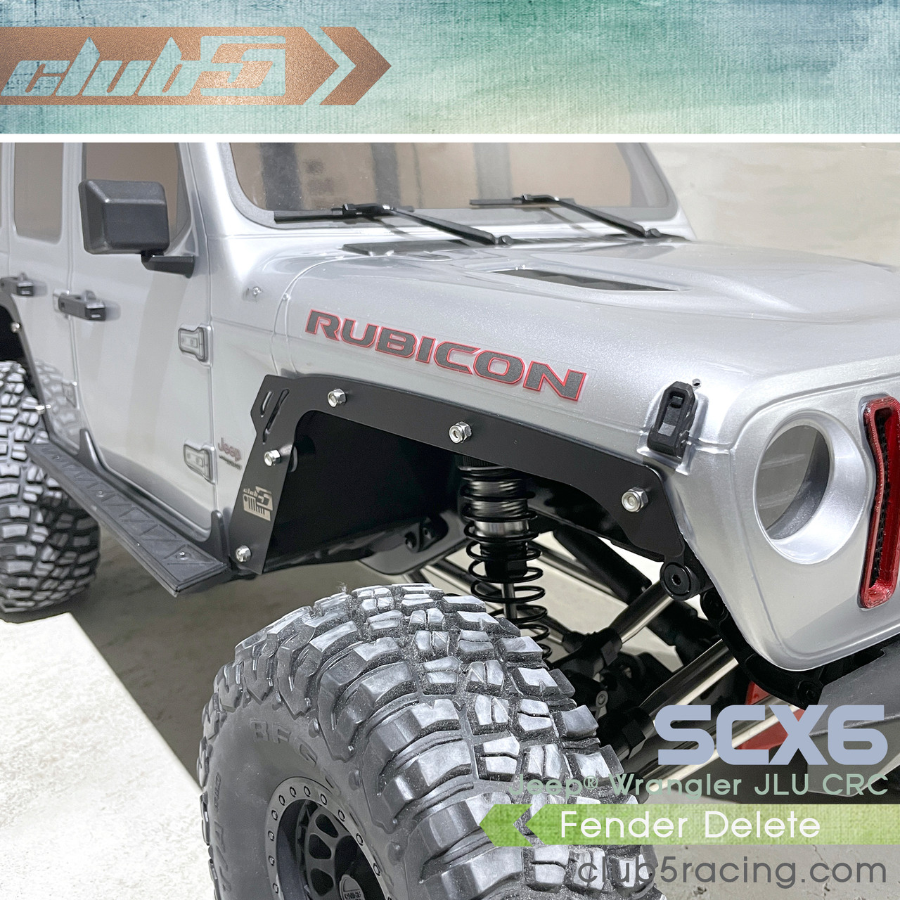 Fender Delete for SCX6 Jeep JLU Wrangler ( Black Powder Coated Steel)
