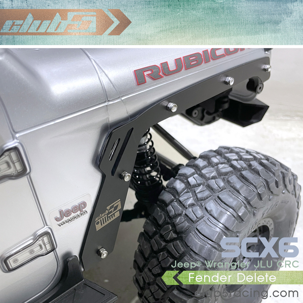 Fender Delete for SCX6 Jeep JLU Wrangler ( Black Powder Coated Steel)