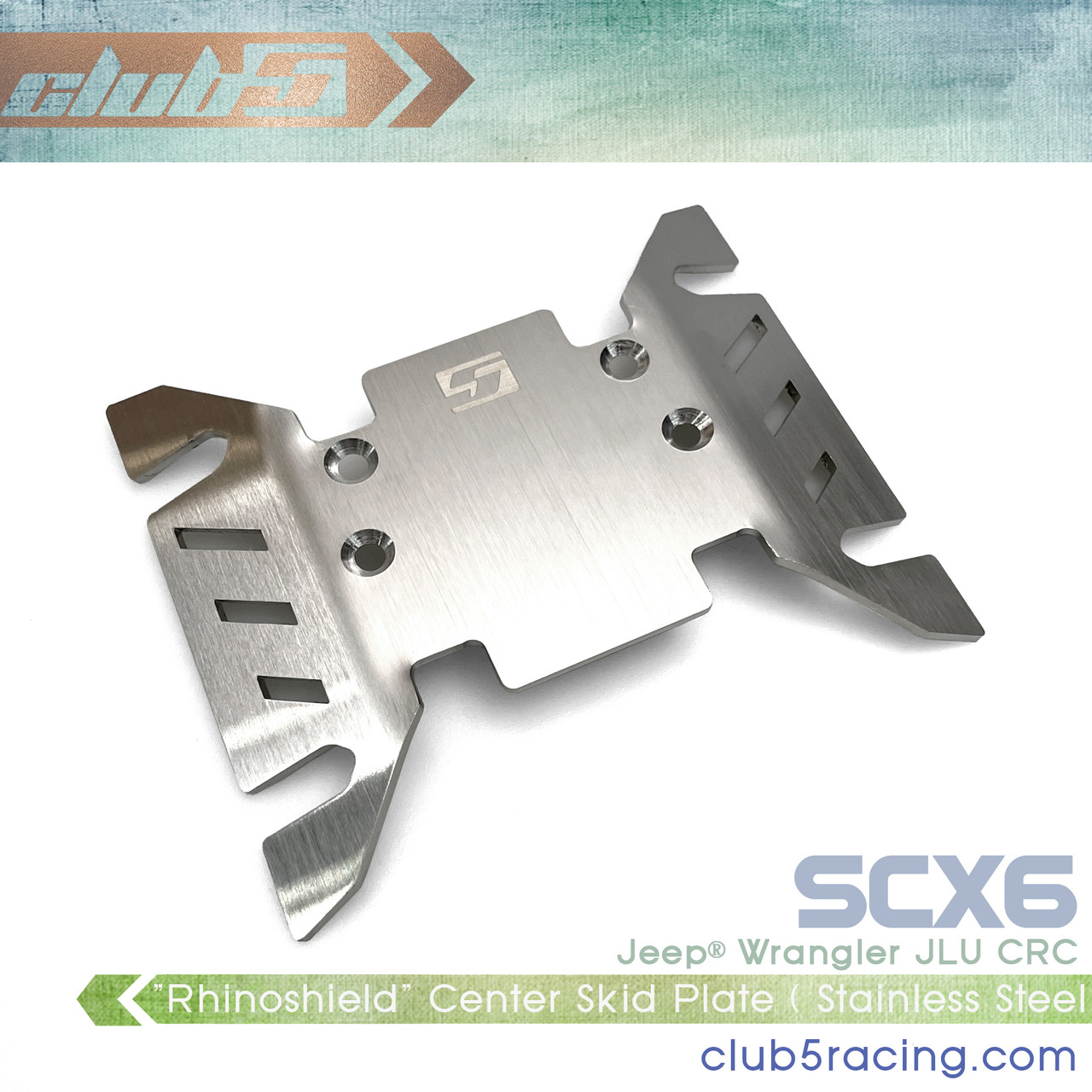 "Rhinoshield" Stainless Steel Center Skid Plate Guard for Axial SCX6 Jeep JLU Wrangler