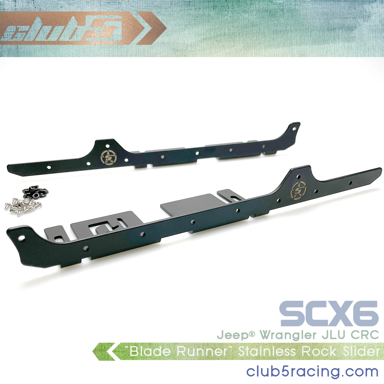 "Blade Runner" Anodized Aluminum Rock Slider for SCX6 Jeep JLU Wrangler